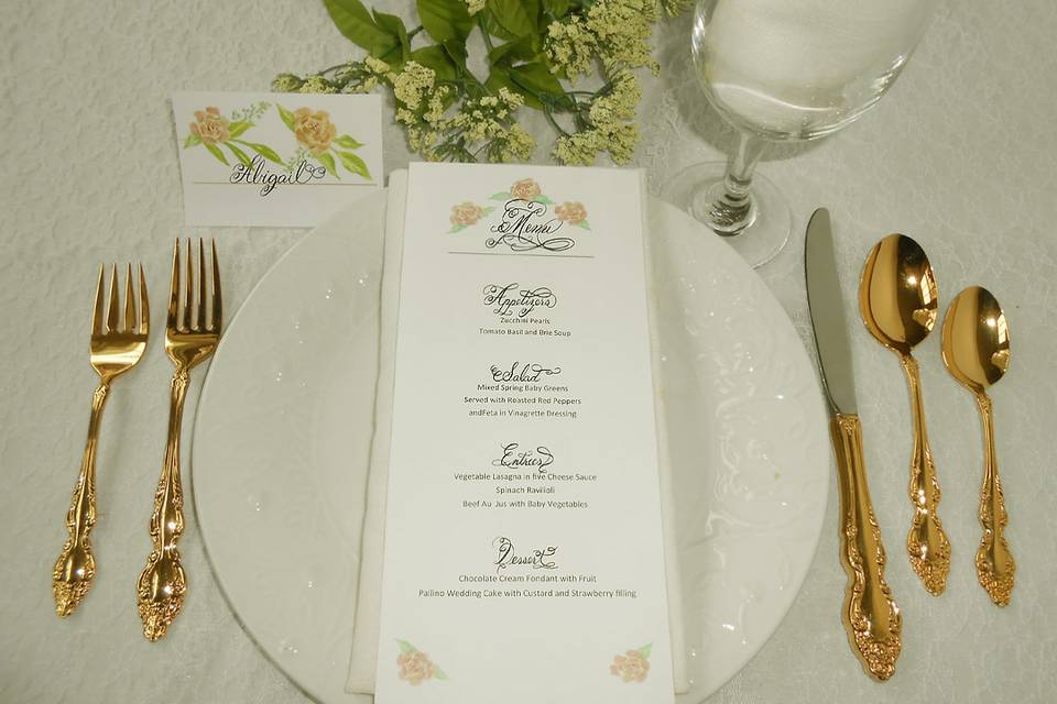 Bespoke Calligraphy Menu