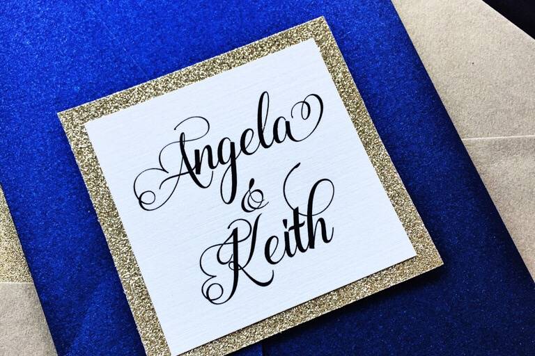 Navy and Gold Wedding Invite