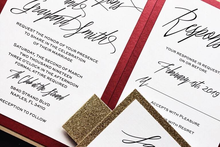 Red and Gold Wedding Invite