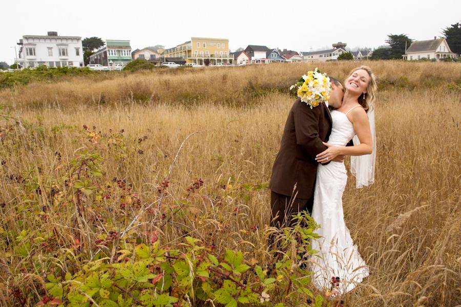 A scene from a romantic wedding in the village of Mendocino, in Northern California.