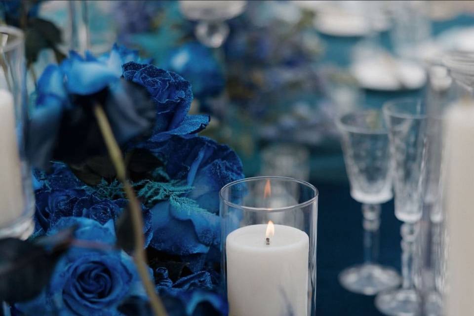 Elegant blue reception setup