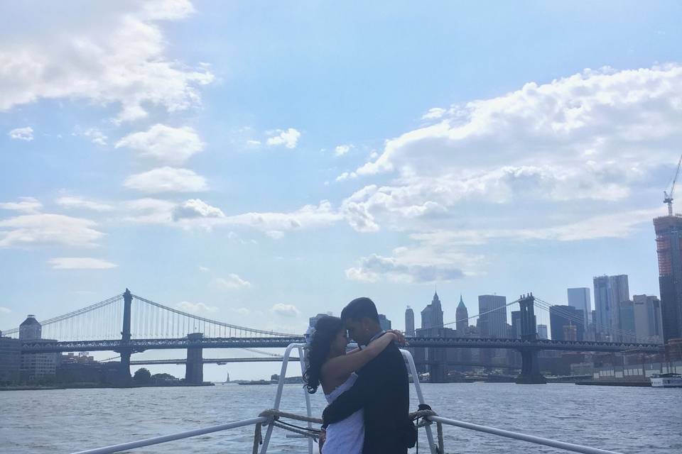 Newlyweds aboard the Harbor Lights by Empire Cruises