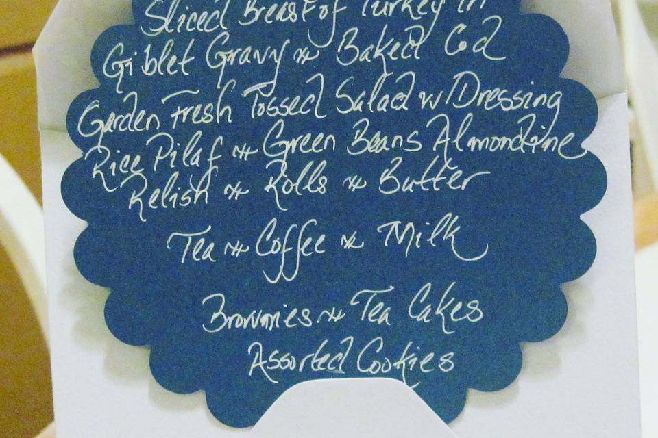 Menu card