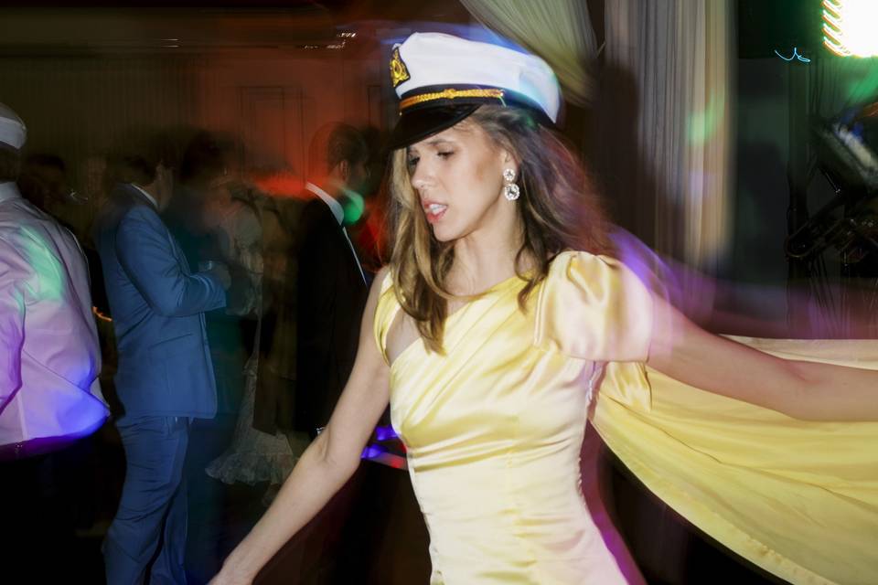 Wedding reception guest dancin