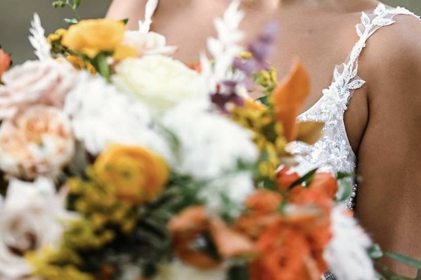 Posing with flowers