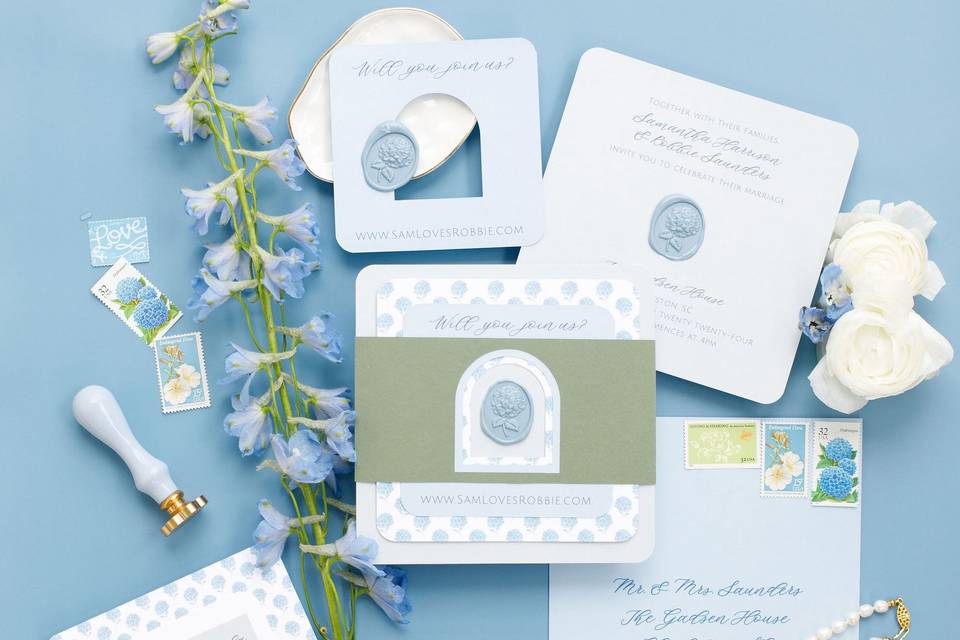 Hydrangea Themed Invites