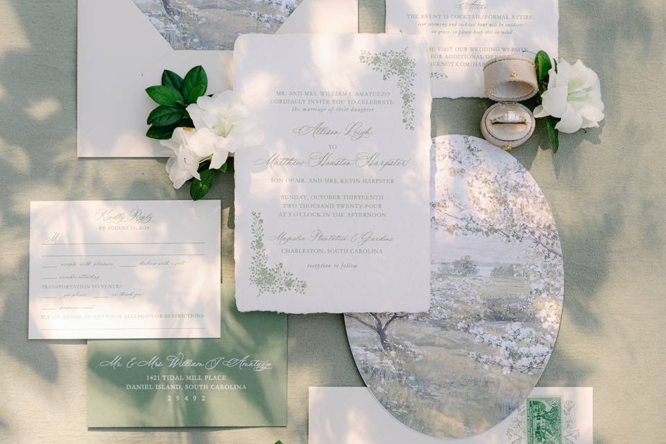 Floral and Neutral Invites