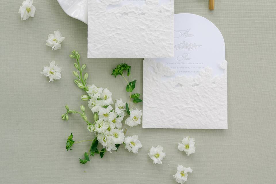 Menus with Handmade Paper