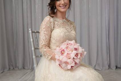 The bride holding her bouquet