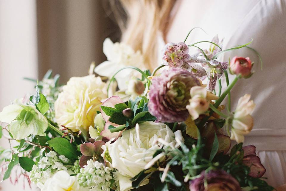 The bride holding her bouquet