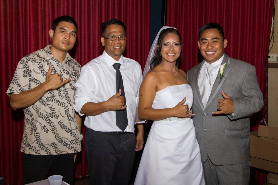 DJ Kurious and Team Bride Team Groom Hawaii along with the bride and groom