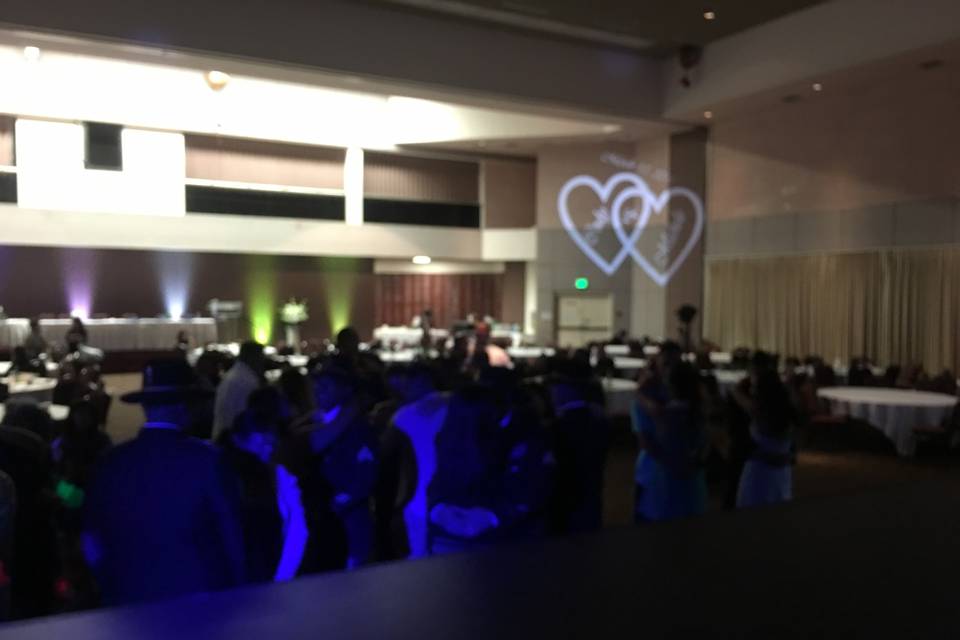 Monograms and uplighting are great for weddings.