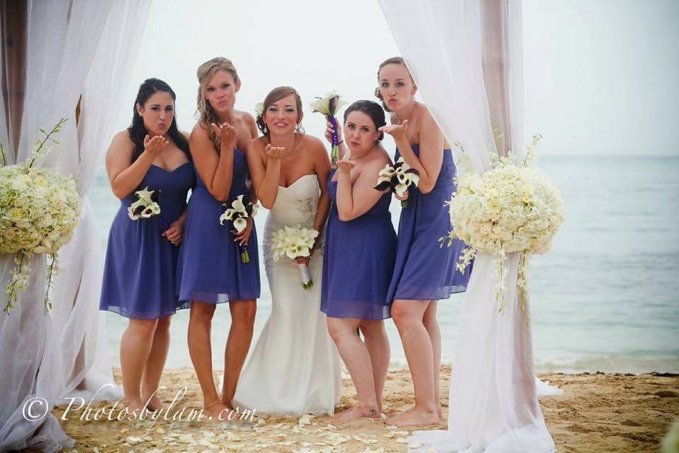 Bride and her bridesmaids