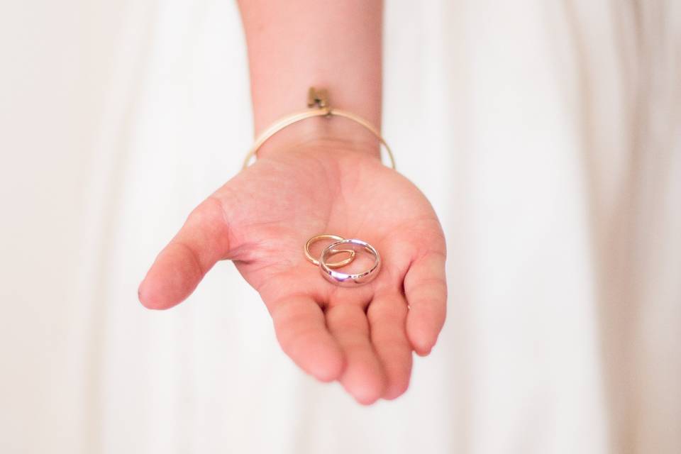 Rings in bride hand