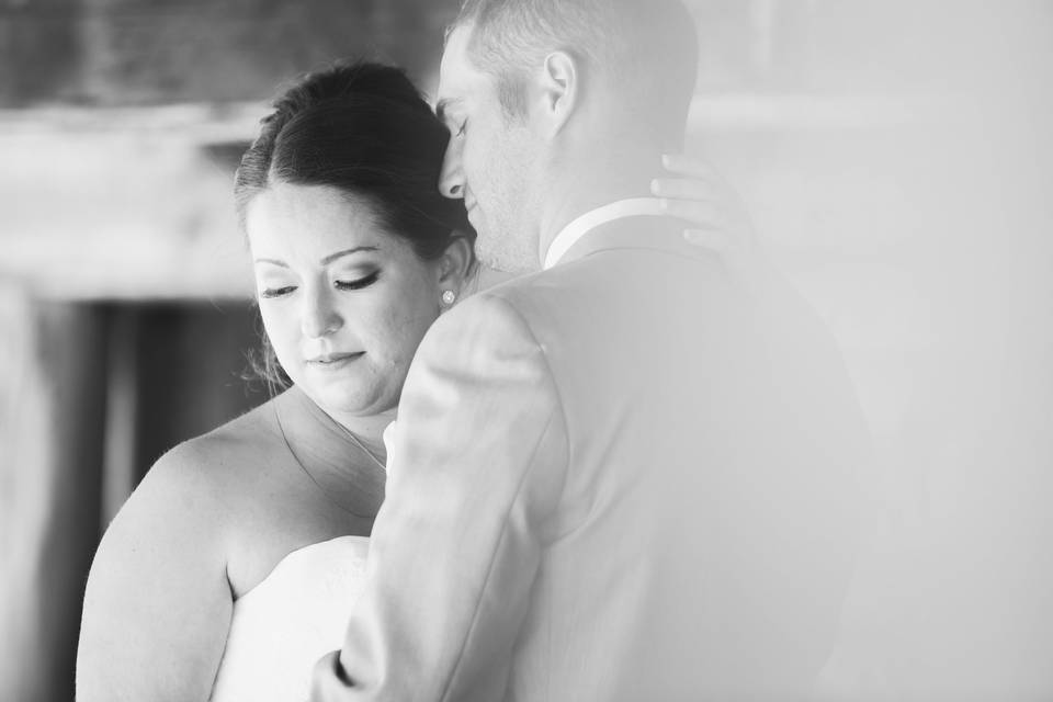 Intimate closeup bride and gro