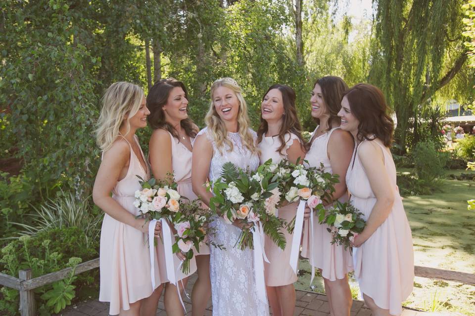 Bride with bridesmaids