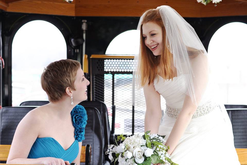 The bride and bridesmaids