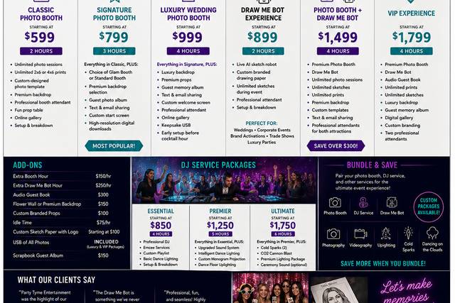 DJ & Photo booth pricing