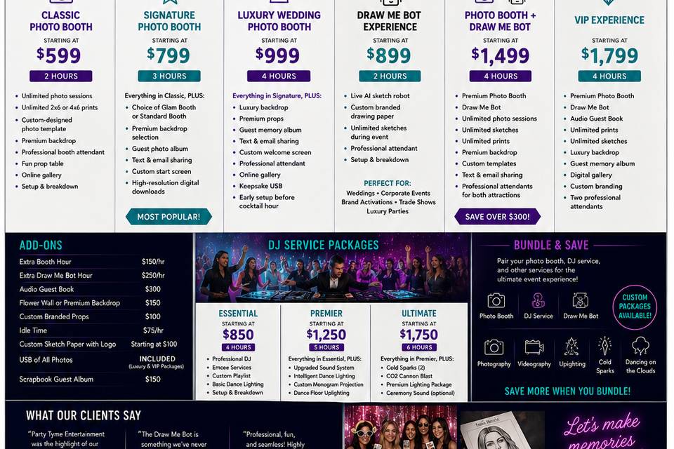 DJ & Photo booth pricing