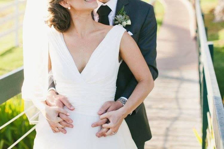 Newlyweds on the walkway