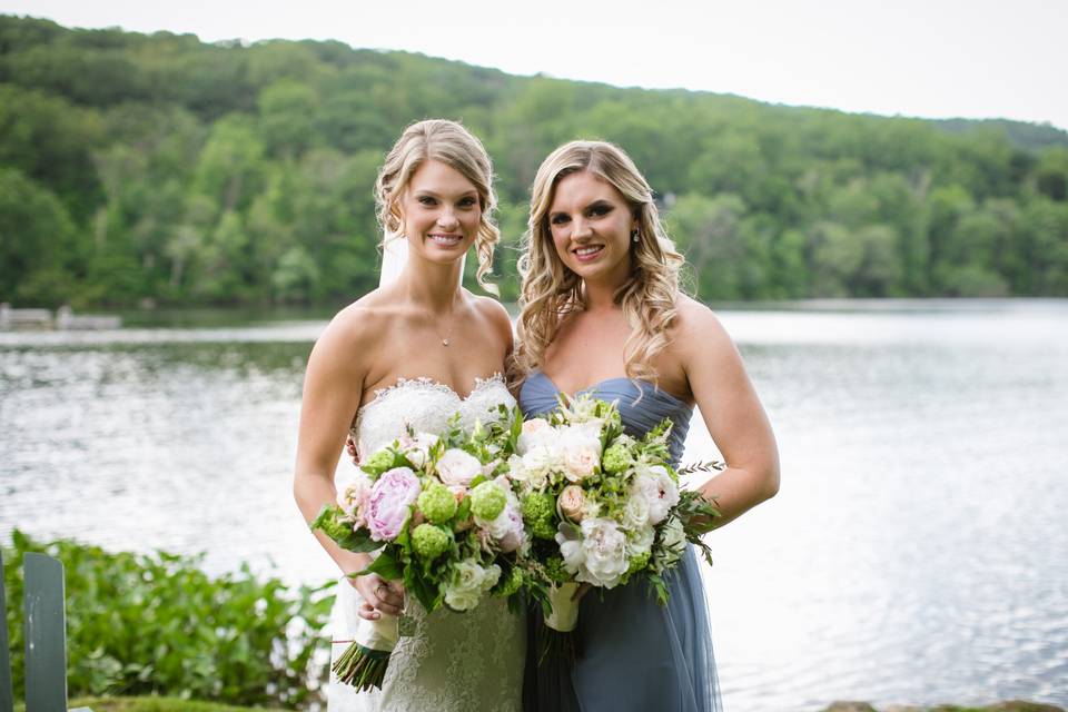 Bride and bridesmaid