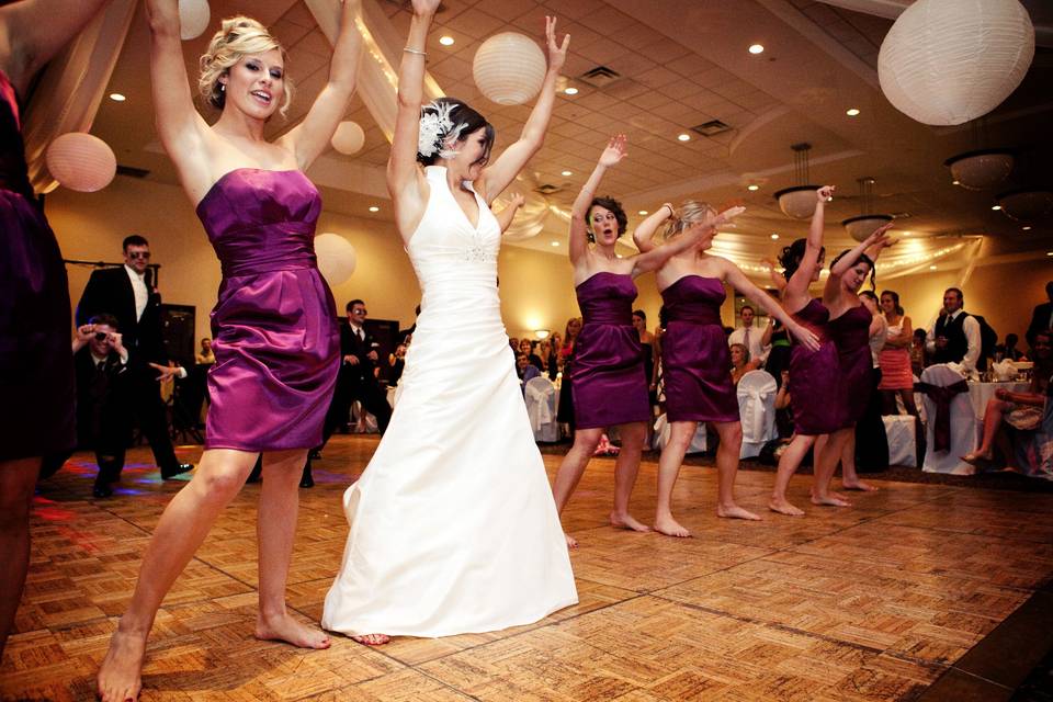 The bridal party on the dance floor