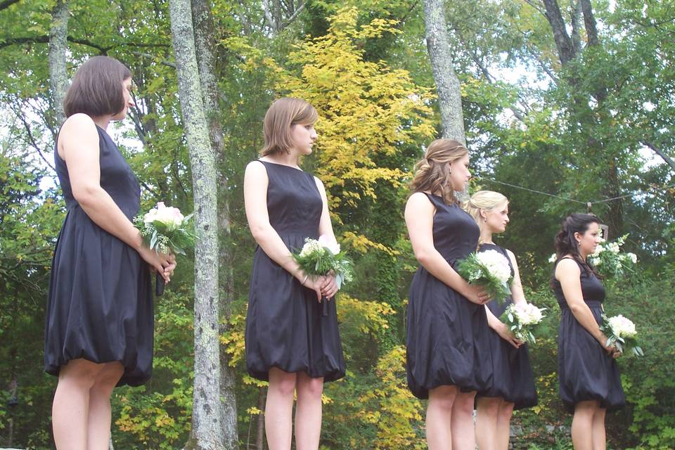 Bridesmaids in black