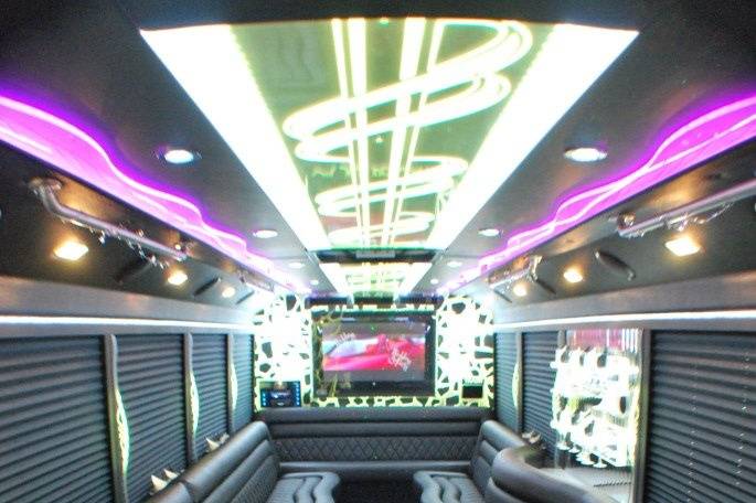 Limo party bus interior