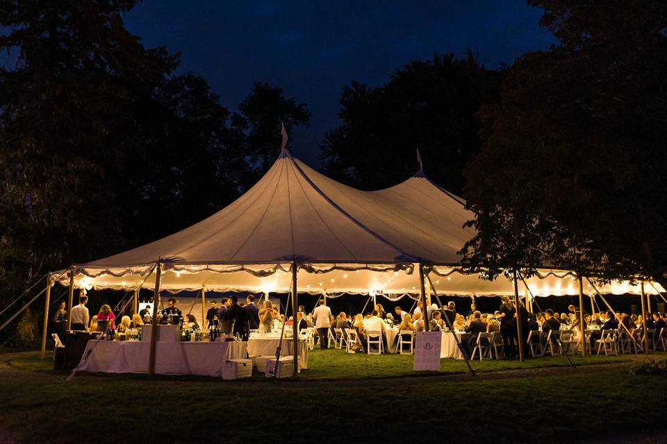 Tented dinner in the gardens