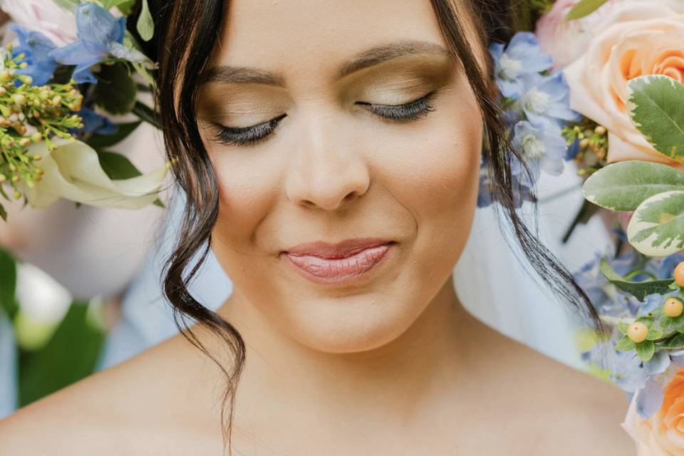 Bride with bouquets