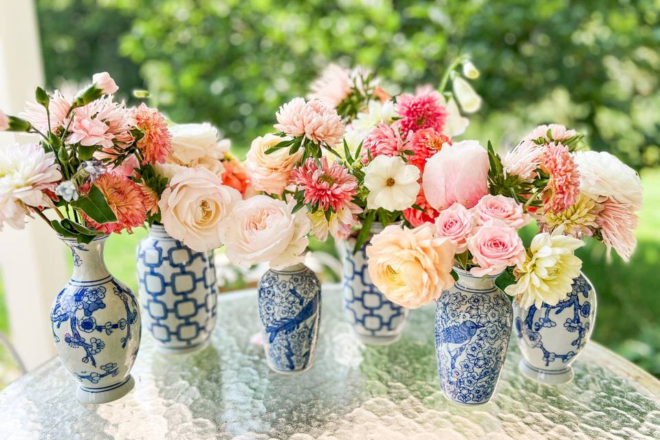 Blue & White bud vases