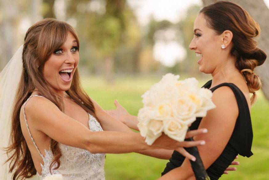 The bride with her bridesmaid