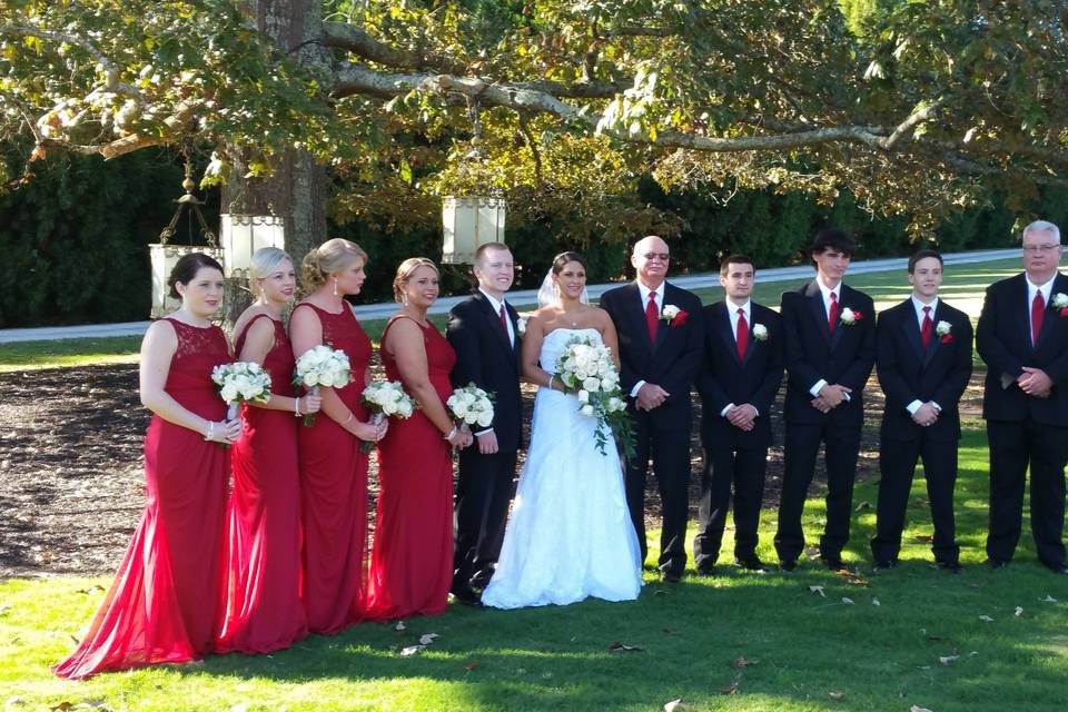 Bride and groom outdoors