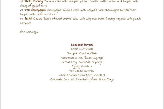 Our standard Menu
