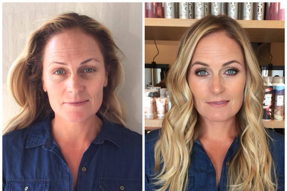 Before and after hair and makeup