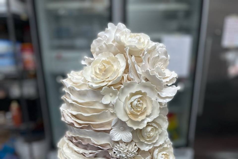 Layered White Wedding Cake