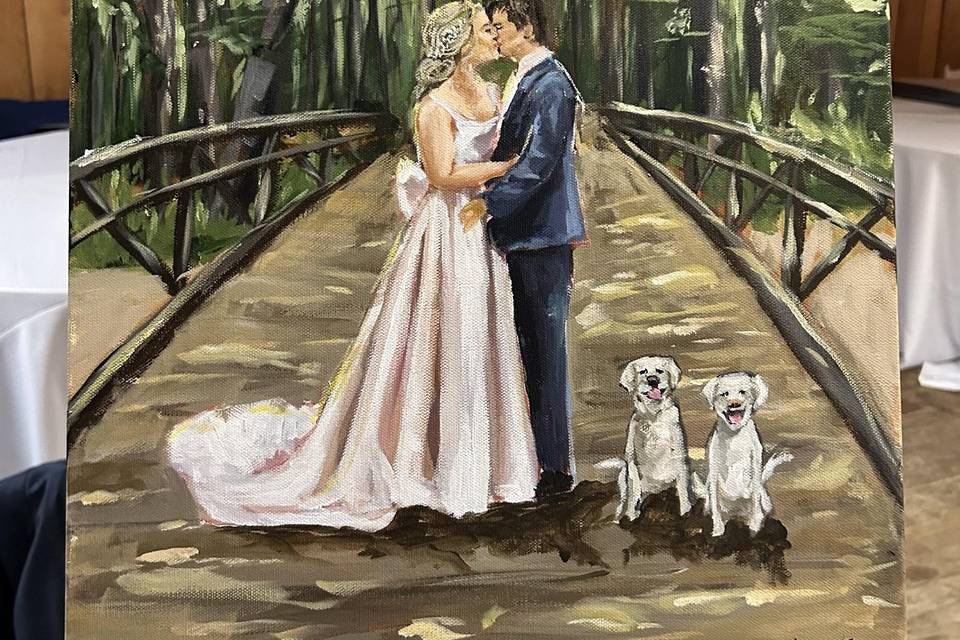 A nature wedding with puppies