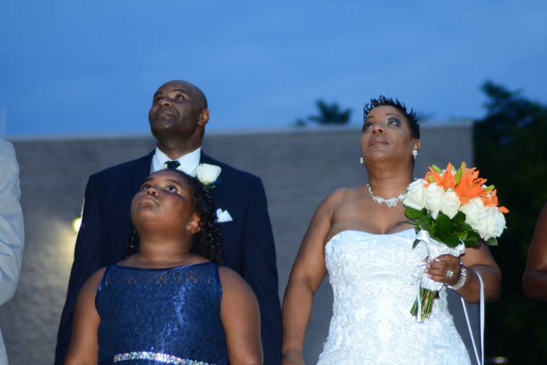 The couple with the flower girl