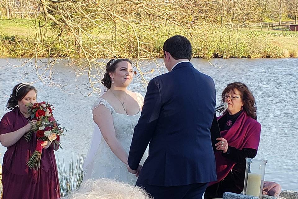 Windy wedding by the lake