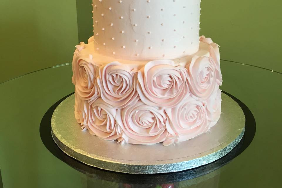 Rosette Dot Tiered Cake, Blush Pink
