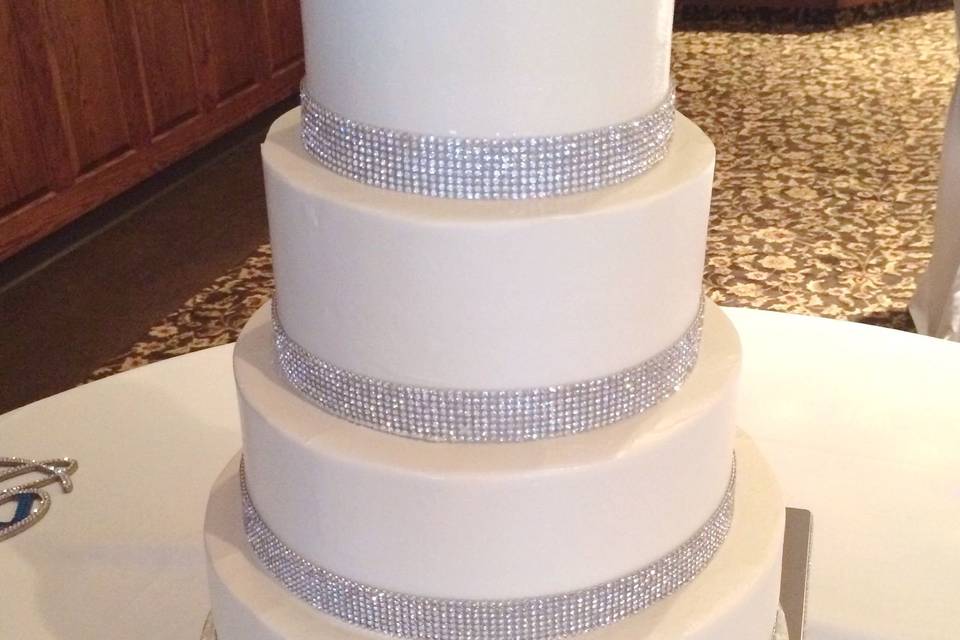Crystal Ribbon Wedding Cake