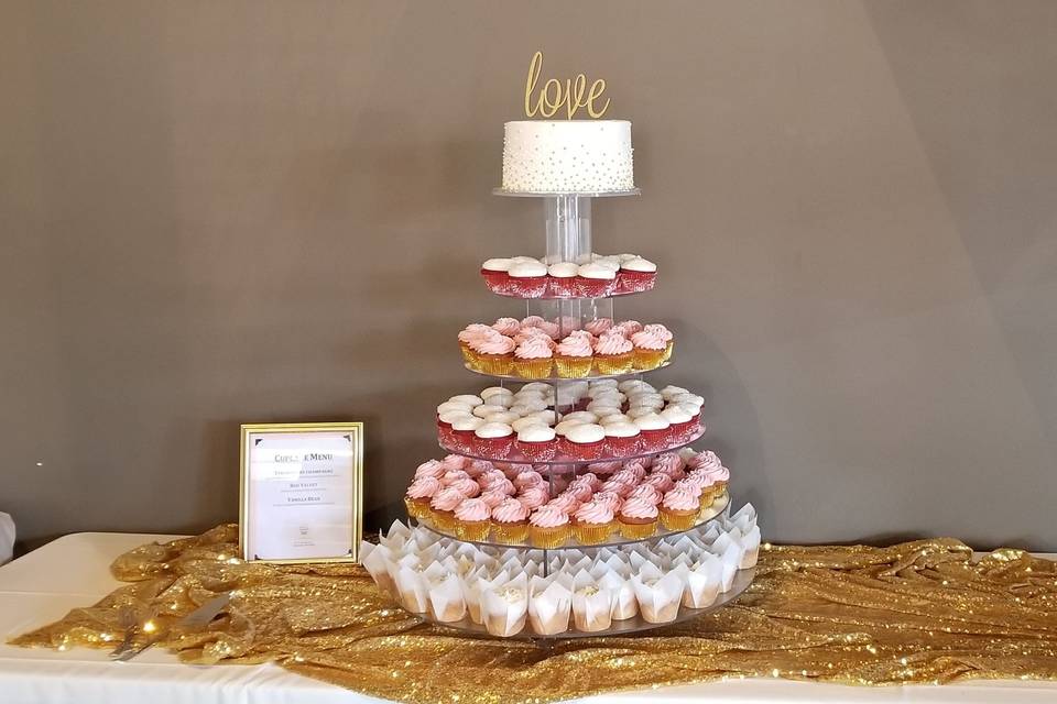 Glitter Pearl Button Tiered Cake - Classy Girl Cupcakes