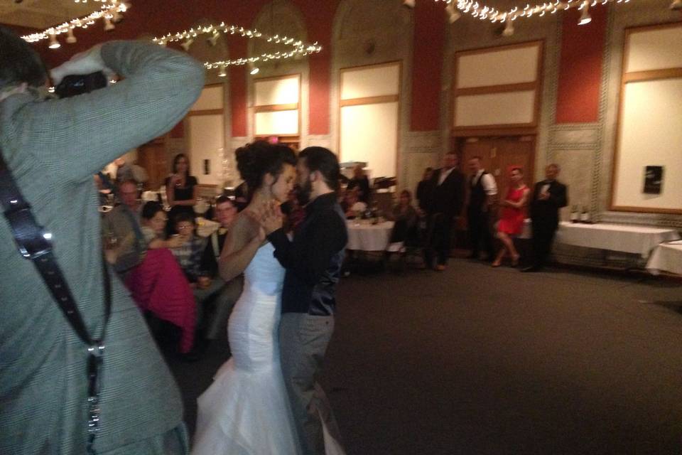 Newlyweds slow dancing