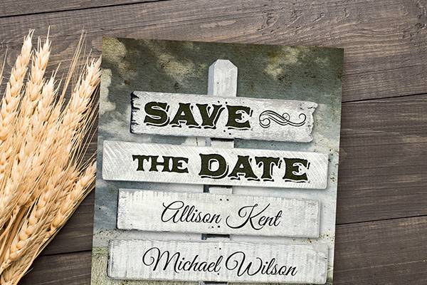 Rustic Sign Post Save the Date