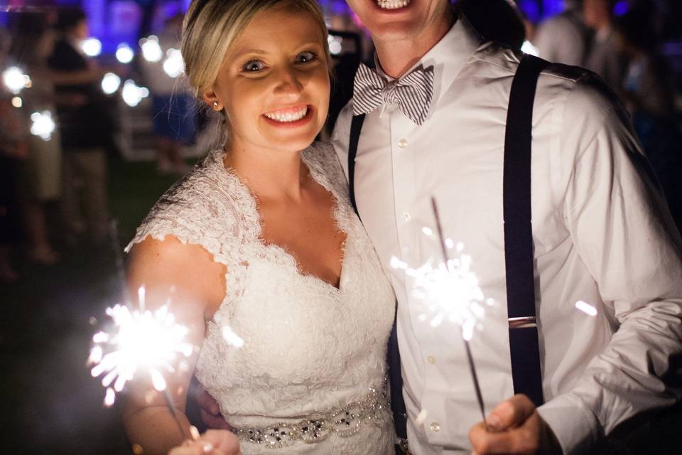 Happy bride and groom