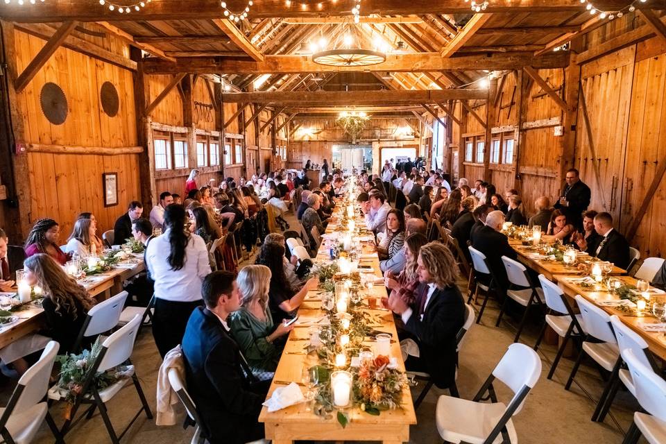 Inside the barn