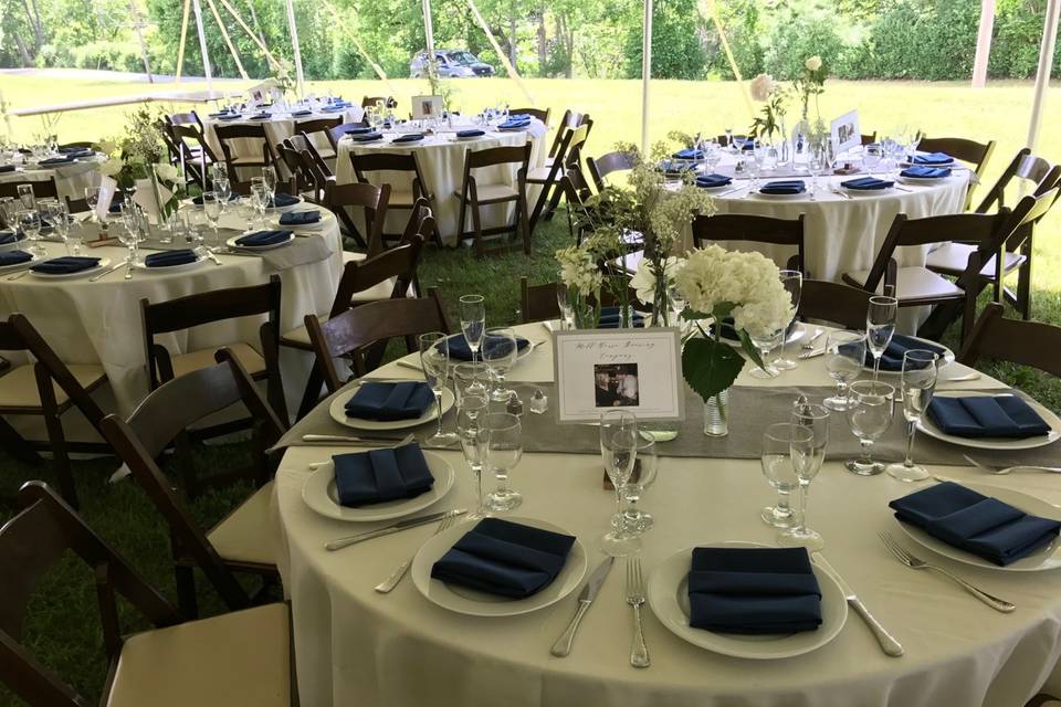 Table setup with flower centerpiece