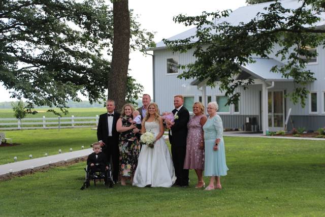 Family photos on the lawn