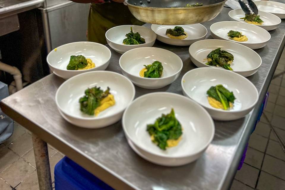 Chef James plating at event