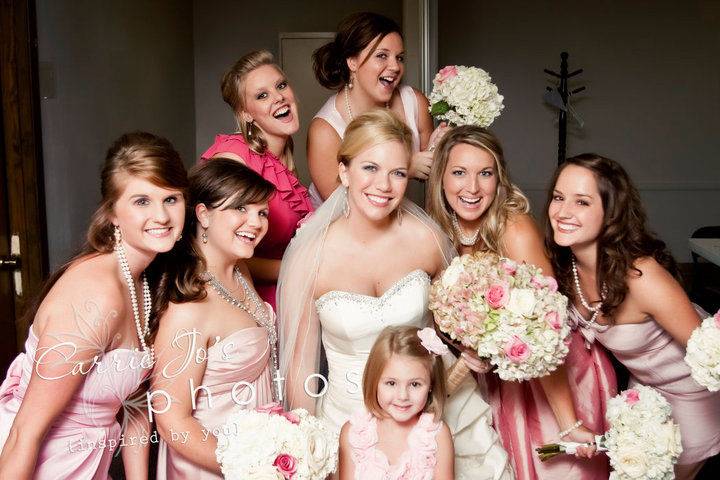 The bride with her bridesmaids